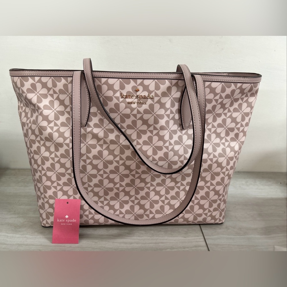 Kate Spade Tote Hollie Spade Clover Geo Black Large Bag WKRU6593 NWT Authentic